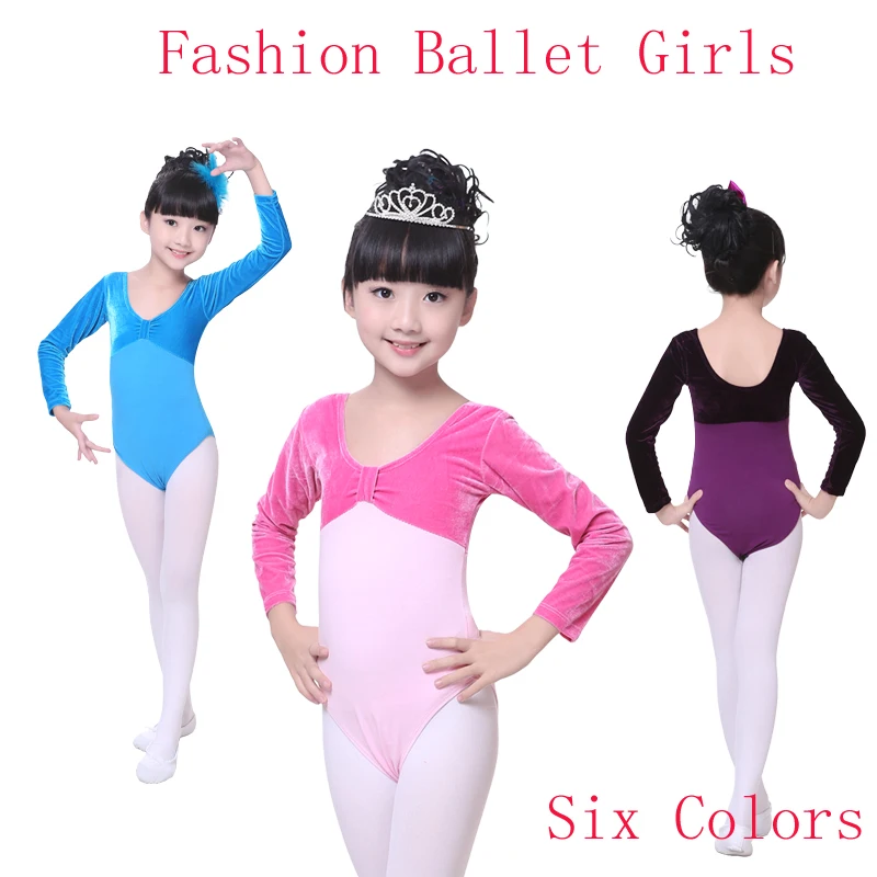 New Arrival Pink Six Colors Velvet Cotton Gymnastics Leotard Girls