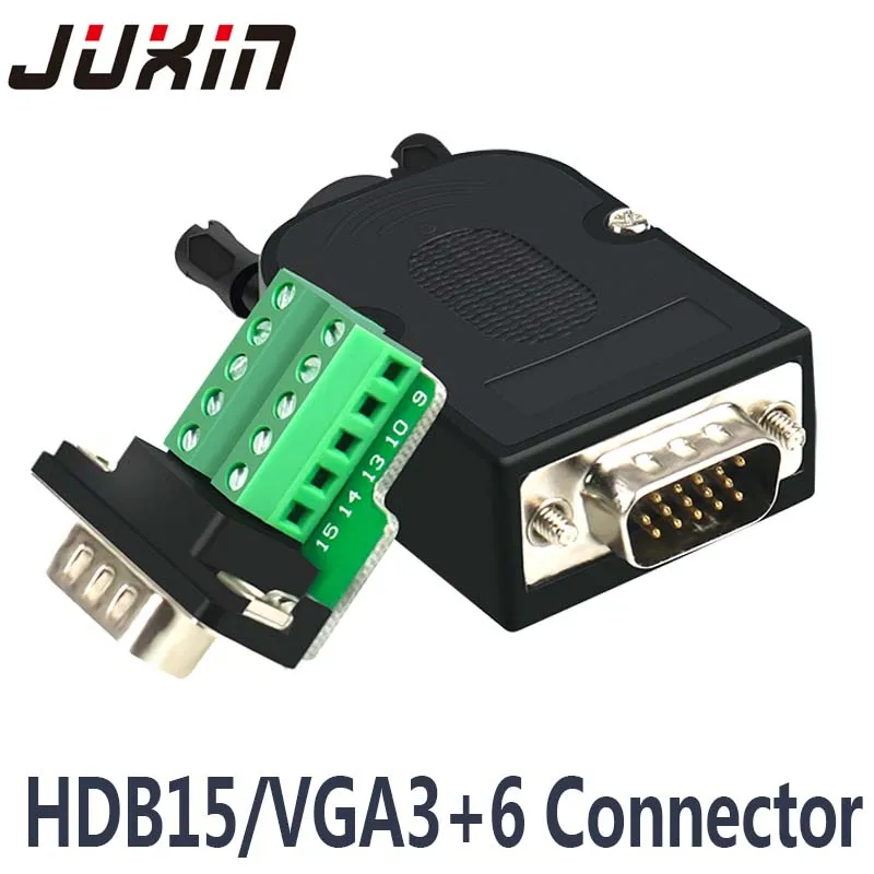 2PCS HDB15 VGA male 3 Rows 15 Pin Plug Breakout Terminals DIY Connector