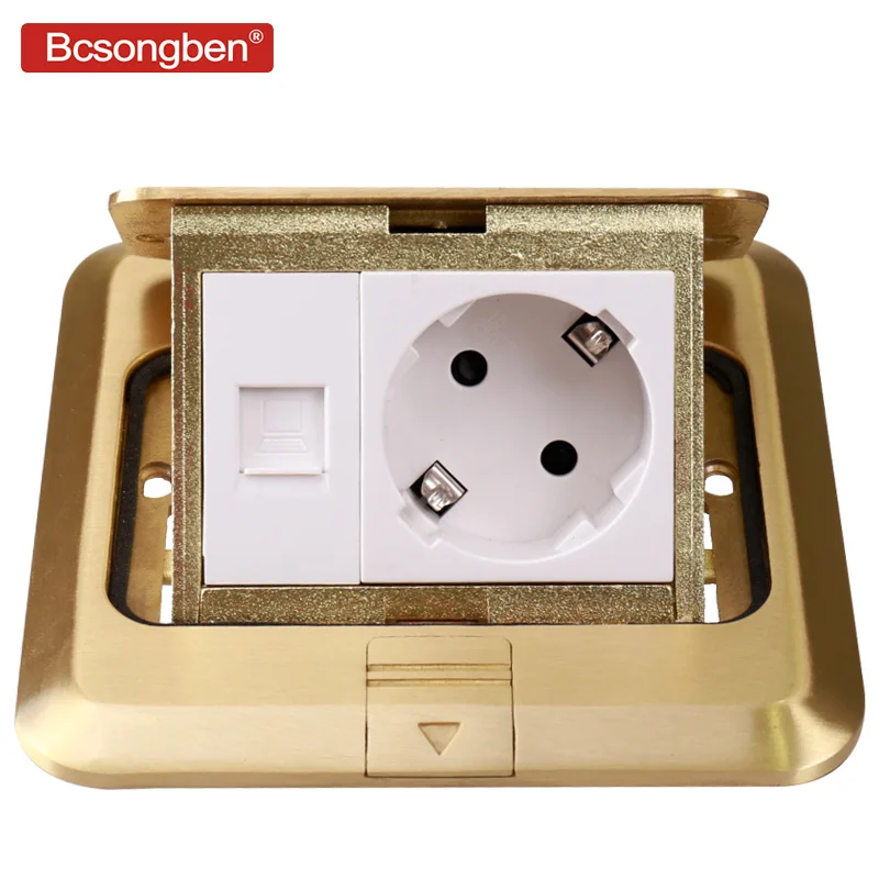 

Bcsongben copper gold panel damping slow elastic floor socket 16A Russia Spain EU standard power socket usb supply any match