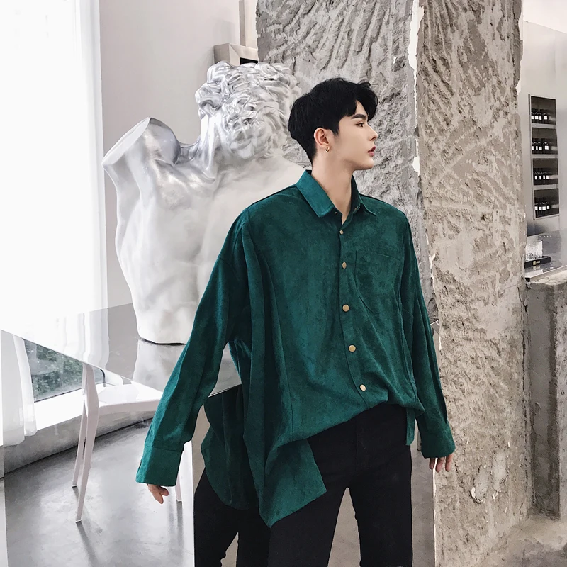 Male High Party Dress Shirt Men Vintage 