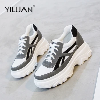 

Yiluan 2019 Spring Autumn Women Casual Dad Shoes Comfortable Platform Shoes student Woman Sneakers Ladies shoes black