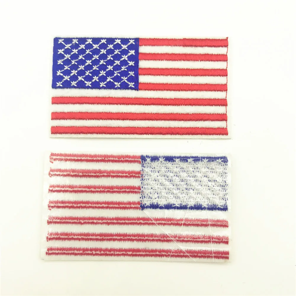 10pcs 4.5*8.0cm USA American US United States Flag Embroidered Patches Clothing Appliques Iron On Embroidered Badge Sticker