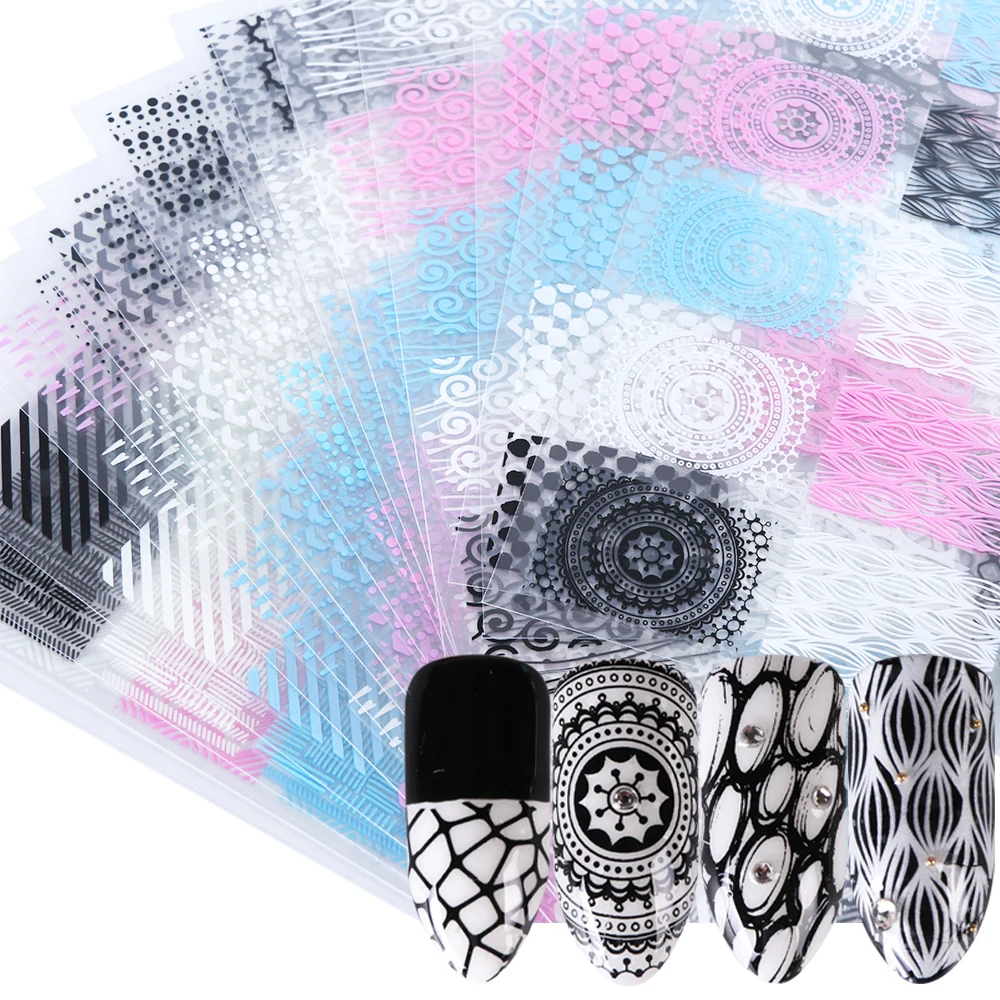 

1 Sheet Laser Geometry 3D Nail Sticker Heart Design Nail Art Foil Transfer Stickers Adhesive Decal Manicure Access SABP301-316