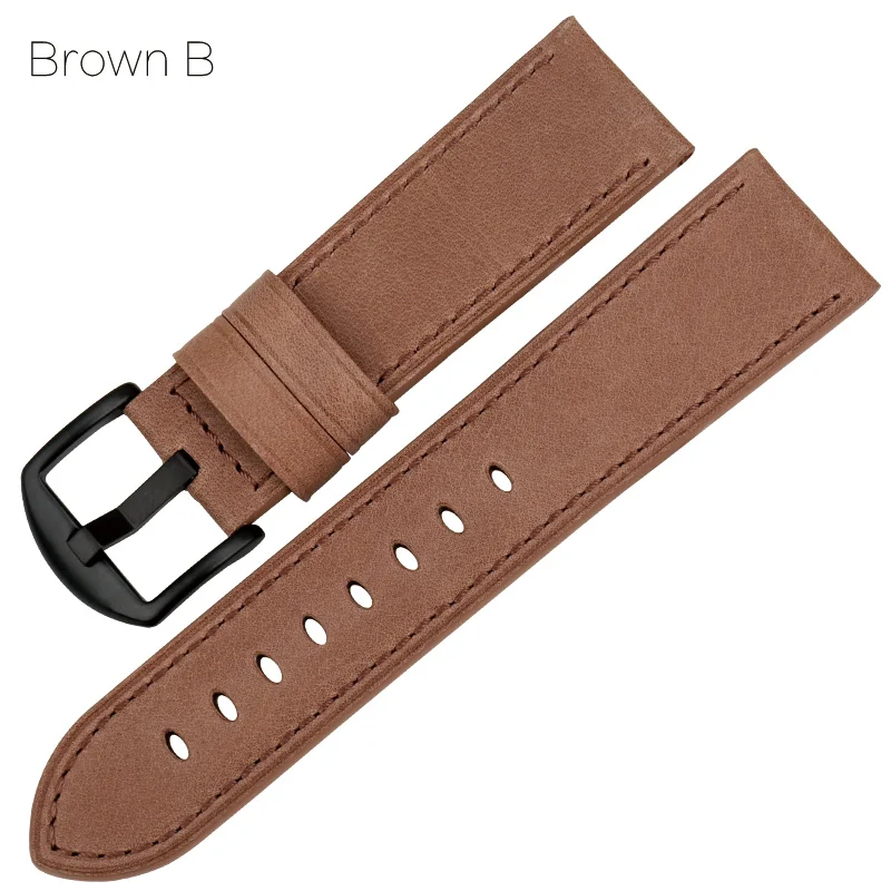 MAIKES роскошные серые часы аксессуары натуральная кожа 24 мм 22 мм ремешок для часов мягкие наручные часы ремешок для Fossil Omega Panerai - Цвет ремешка: Brown B