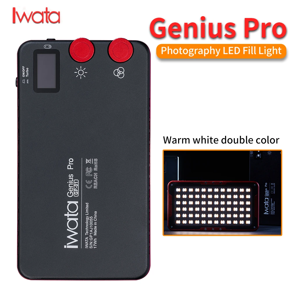 

Iwata Genius Pro Selfie Ligt 24W LED Light for photo 2600K-6000K Buit-in Lithium Battery photo lamp Video camera Photography