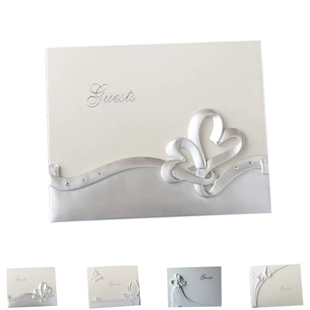 New Wedding Guest Book Linked Hearts Bride Bridegroom Cards & invitations Signing Book - 32895828475
