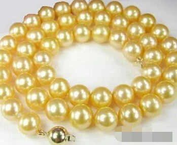 

huij 003389 10mm Yellow Golden Shell Pearl 18KGP Ball Clasp Necklace