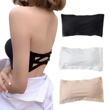 Регулируемой груди обертывание удобный ледяной шелк дна нижнее белье для женщин без бретелек дамы бюстгальтер жилет