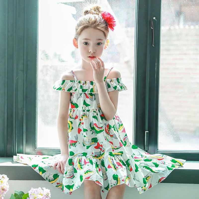 

Summer Boho Children Long Dresses Girls Off Shoulder Beach Dress Teenager Vintage Cotton Maxi Sundress For 10 11 12 13 14 Yrs