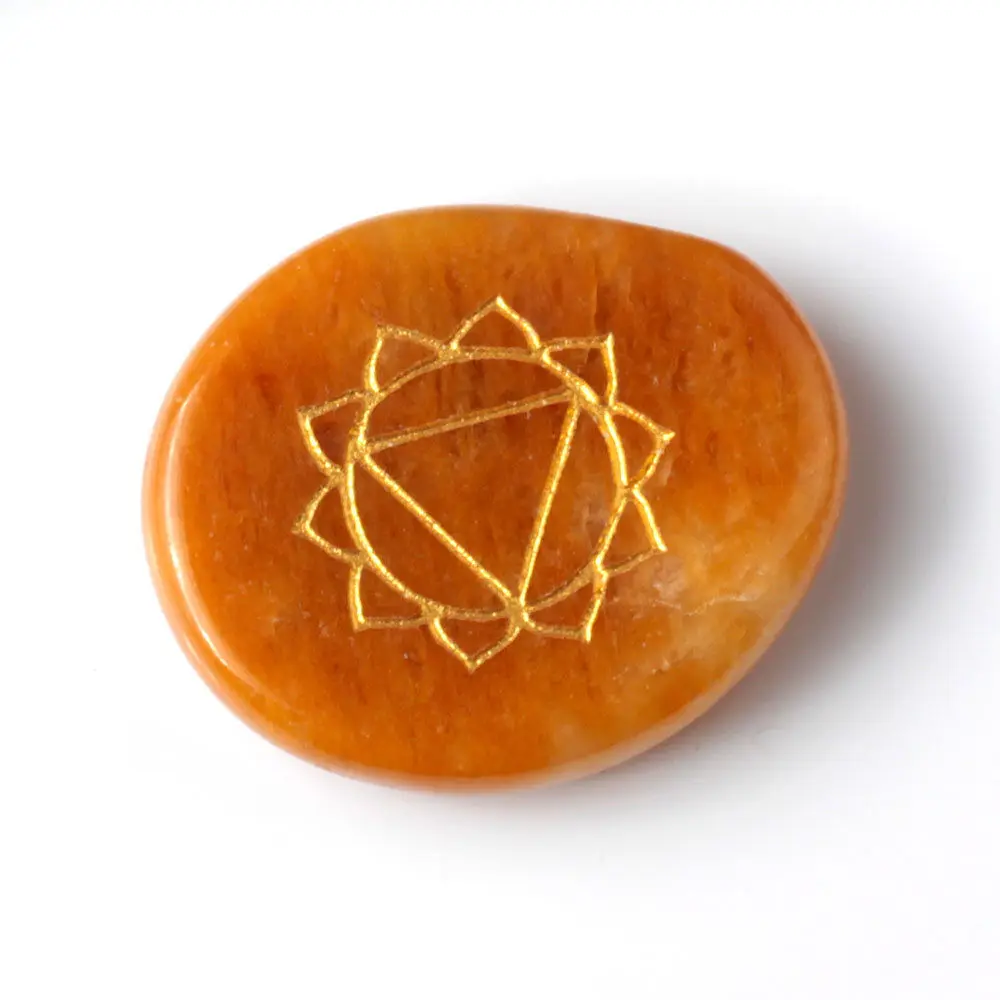 Buy Free Shipping Engraved Yellow Jade Chakra Stone