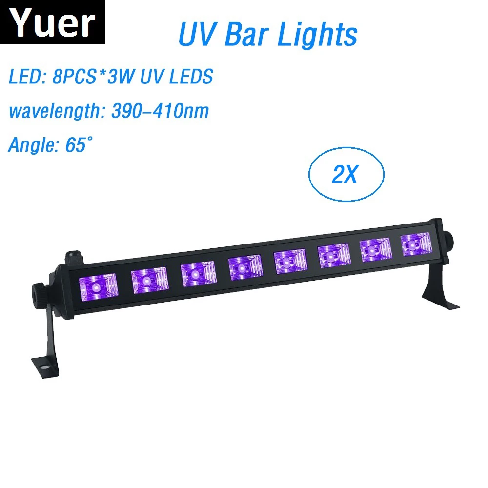 

2Pcs/Lot Newest 30W UV Color LED Stage Lighting Effect Portable 8X3W LED Wall Wash Lights Disco Bar Lights For KTV Nightclubs