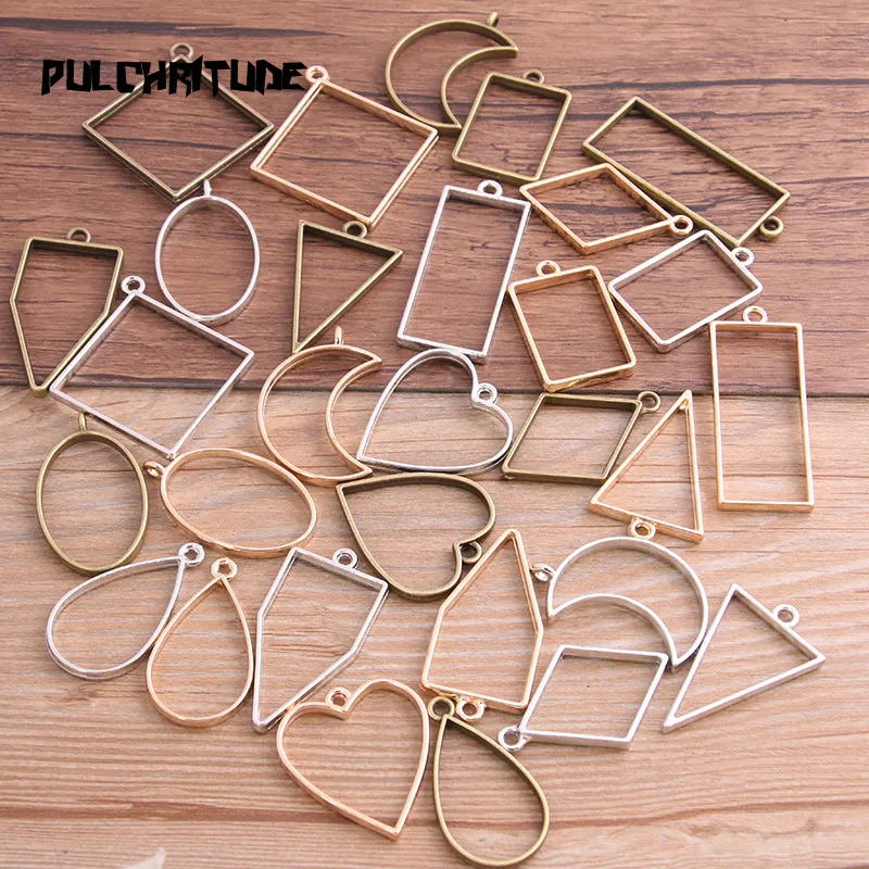 10pcs/lot 7 Color Geometric Figure Charm Hollow Glue Blank Pendant Tray Bezel Charms DIY Handmade Bezel Mold 10pcs/lot 7 Color Geometric Figure Charm Hollow Glue Blank Pendant Tray Bezel Charms DIY Handmade Bezel Mold