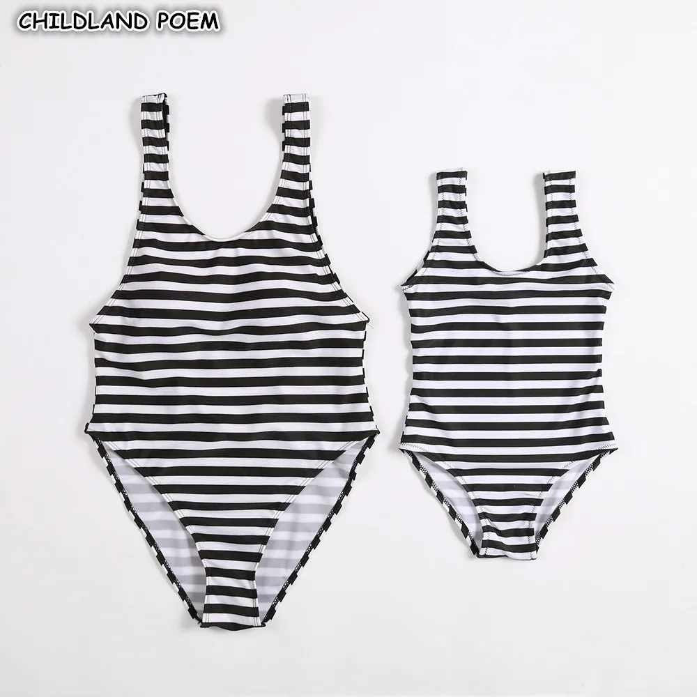 

Mother And Daughter Swimsuits Family Look Mom And Daughter Swimwear Stripe Mommy and Me Family Matching Bathing Suit Clothes