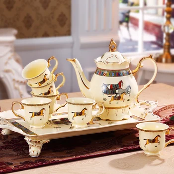 

A1 New bone china luxury European coffee set High-grade ceramic tea set home coffee cup with tray lo9101037