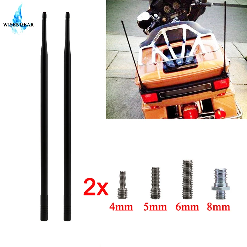 WISENGEAR 2 Pcs 13" Moto Radio Antenna Mast AM FM Signal Aerial For