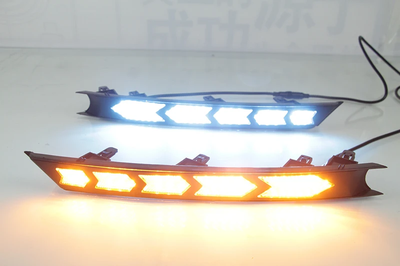 Автомобильная проблесковая 1 набор 12V светодиодный DRL Дневной светильник с желтым
