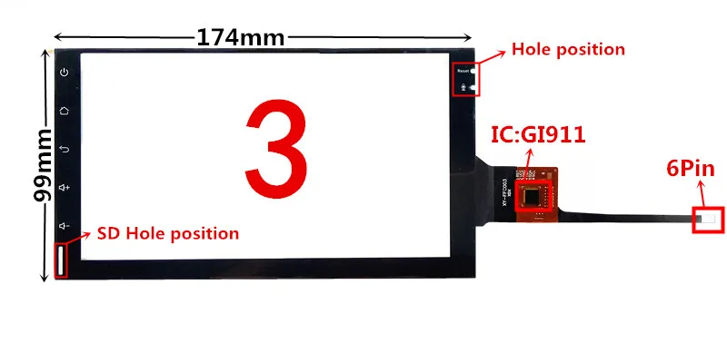  7 inch GT911 174mm*99mm Capacitive Touch Digitizer for Car DVD GPS navigation multimedia Touch scre