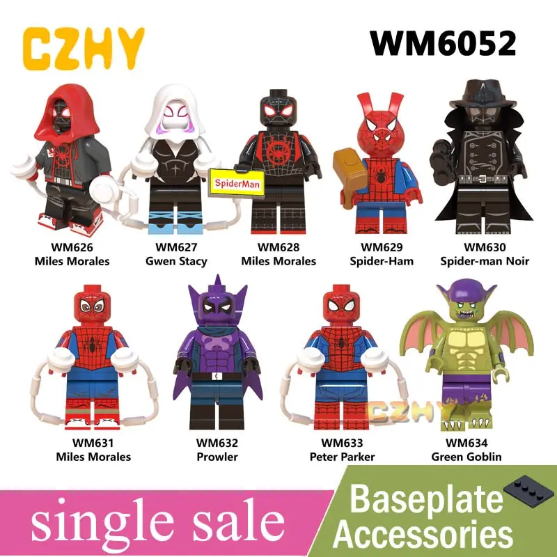 

Marvel Spider-Man Into the Spider-Verse Web Of Shadows Gwen Spider-Ham Noir Prowler Building Blocks Pop Figures WM6052