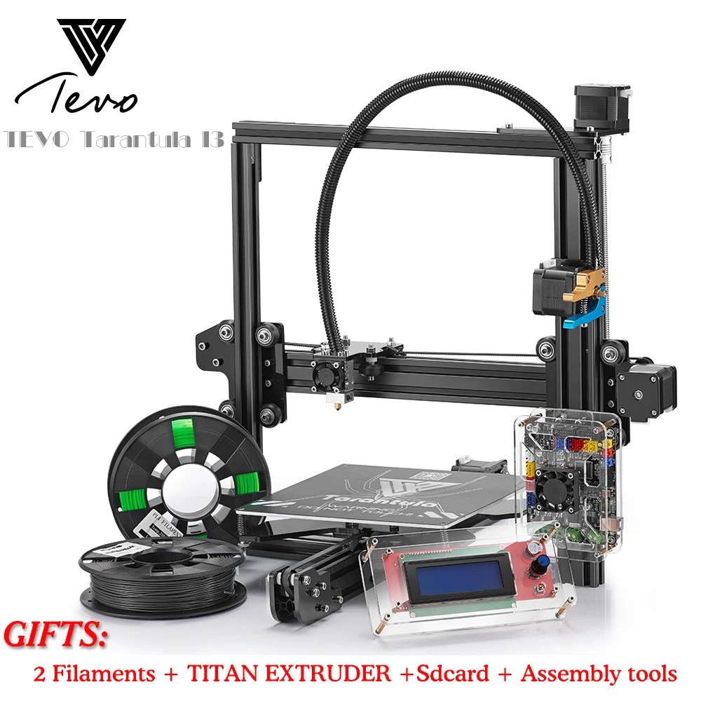

TEVO Tarantula 3D Printer DIY kit impresora 3d printer 2 Roll Filaments Titan Extruder SD Card I3