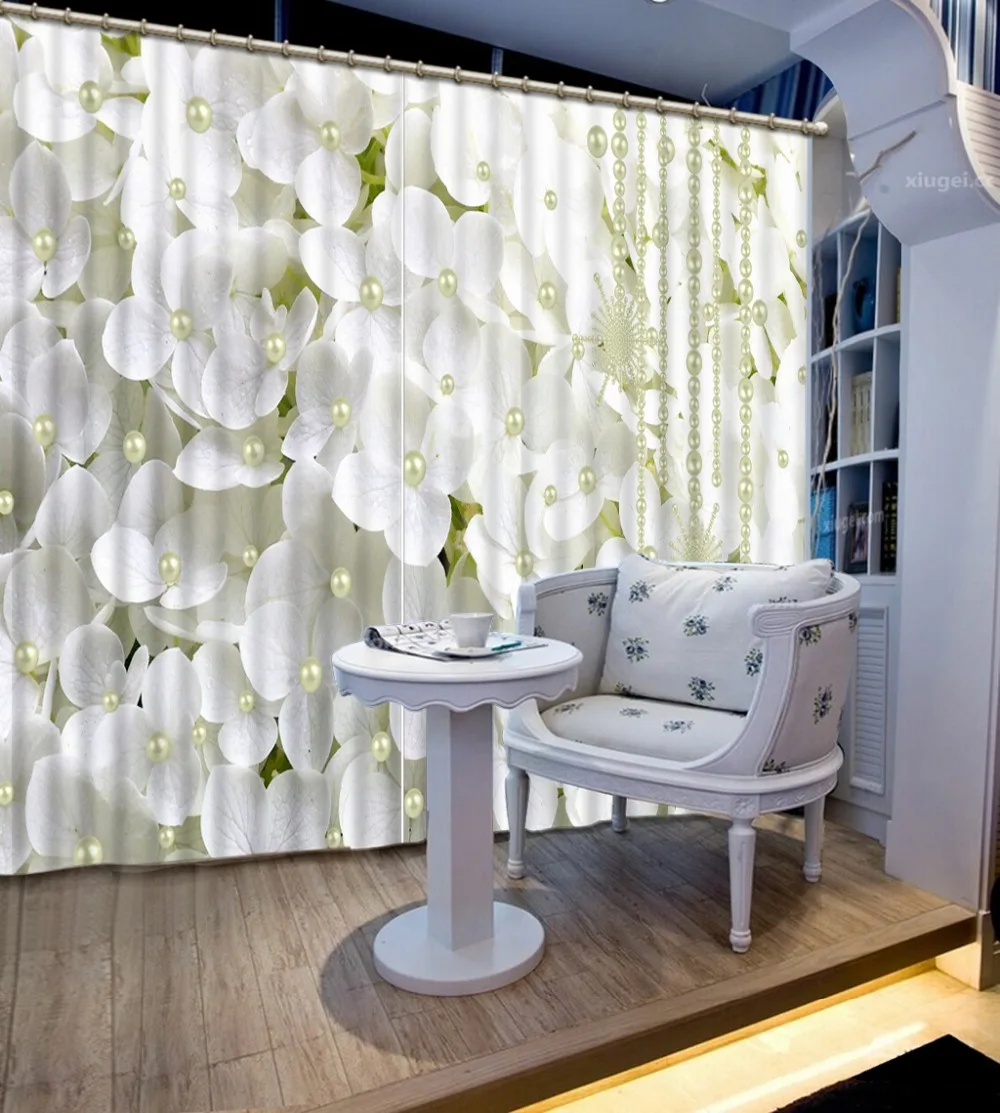 

Emboss 3d Curtains Jewelry flowers curtain Photo Bedroom Living room Window Home Living Door Curtain Window