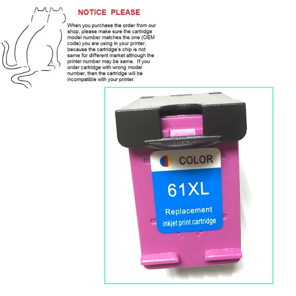 

1pcs Color Ink Cartridge for HP 61 HP61xl DeskJet 1050 2050 2050s 2510 3510 D1010 1510 2540 4500