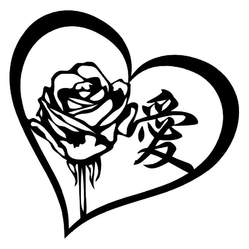 15.5X15.5CM ROSE HEART LOVE Vinyl Decal Sticker Car Window Car styling Accessories S8 0202in