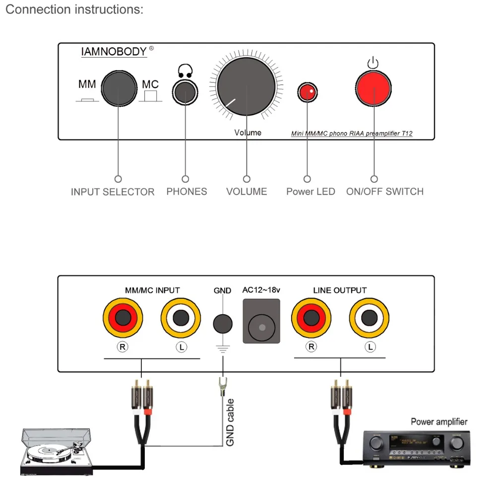 T12 мм MC проигрыватель Phono RIAA предусилитель+ усилитель для наушников