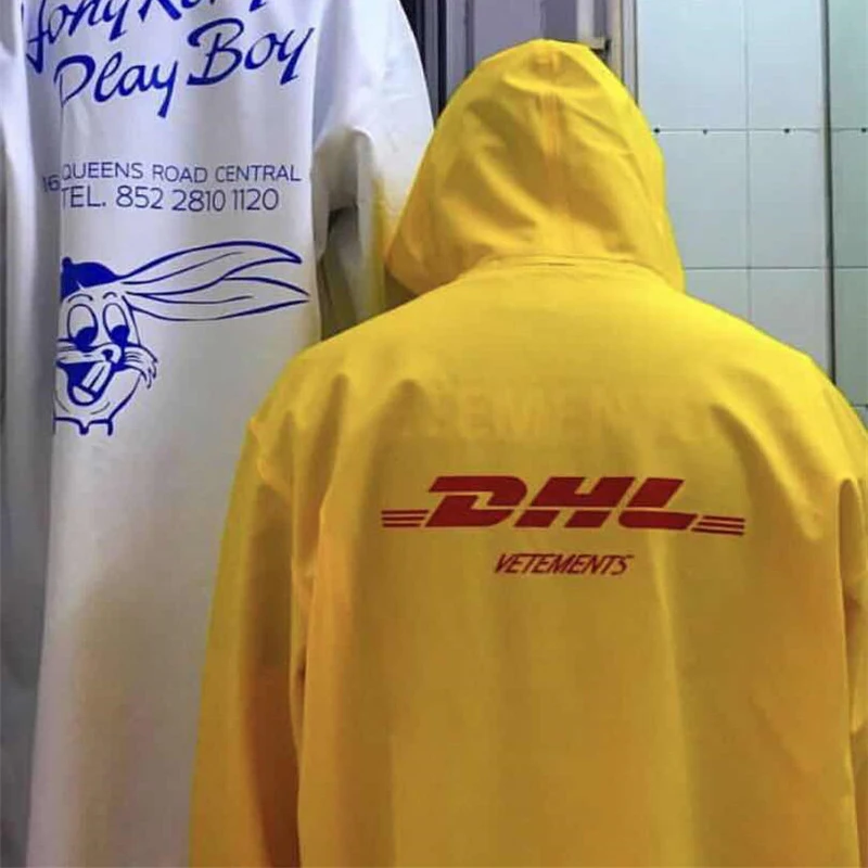 Дождевой сезон Vetements желтый Дождевик куртка Мужская Женская Высококачественная