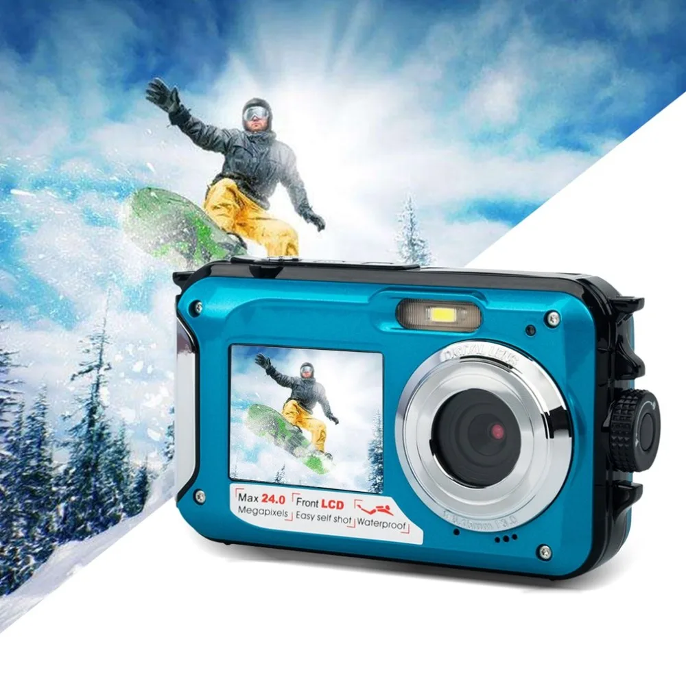 

Double Screen Underwater Camera HD Waterproof Photo Shooting Video Recording Sports Diving LED Flash Digital Video Camera