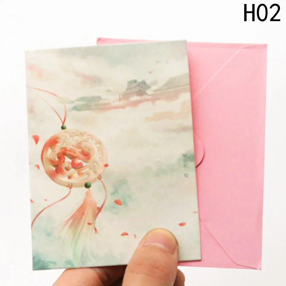 Красивая новая модель творческий ретро Китайский Стиль пожелания открытка для студентов Канцелярский набор - Цвет: H02