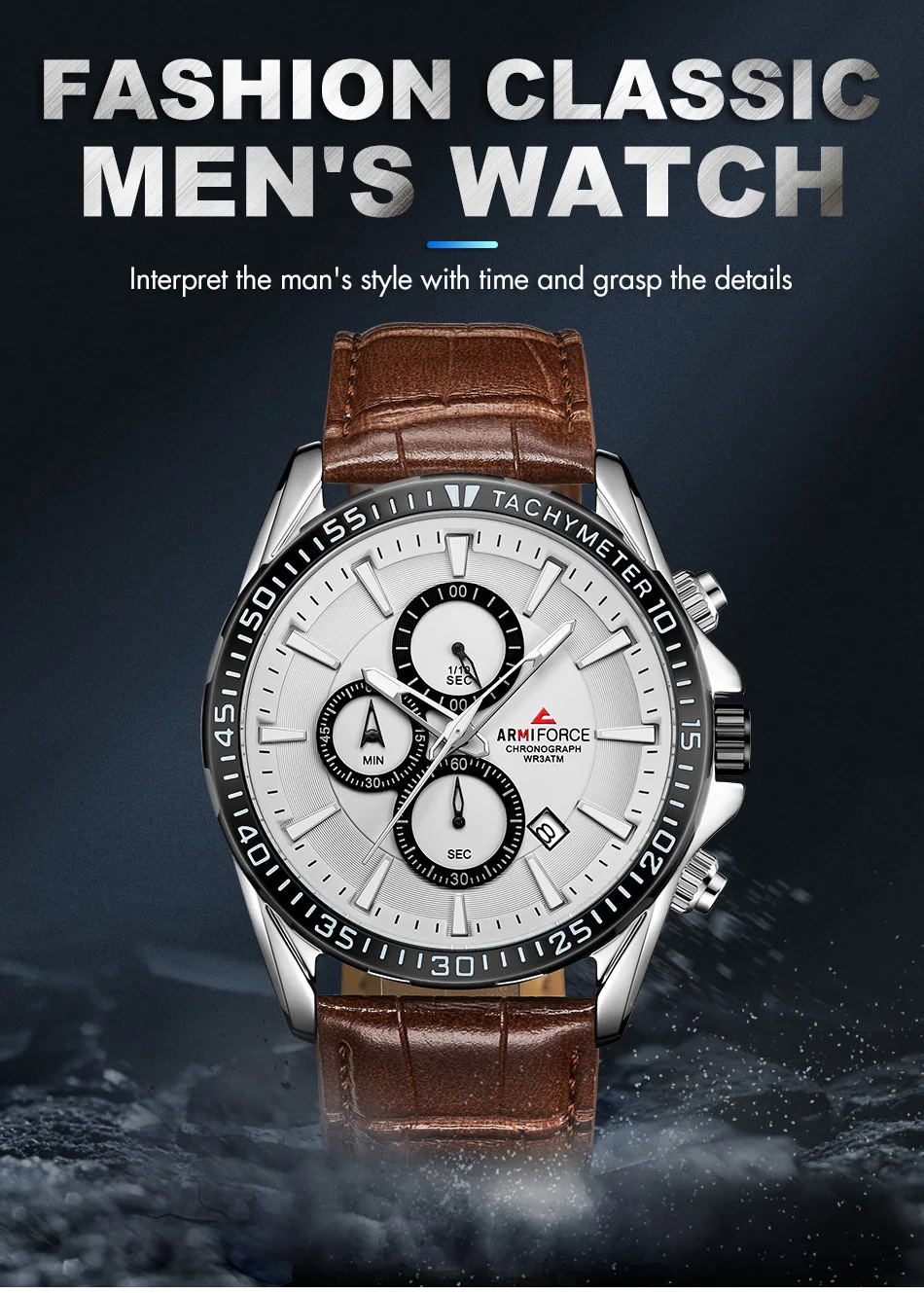 Лучший бренд ARMIFORCE мужские часы кожаные спортивные наручные часы кварцевые мужские часы Мужские Дата водонепроницаемые мужские часы s Relogio Masculino