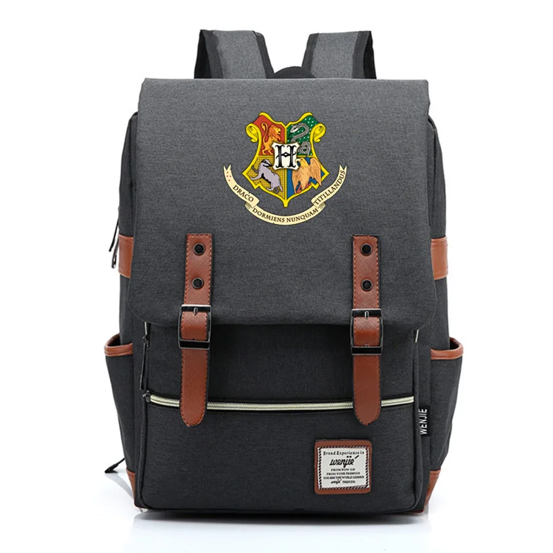 Новая школьная сумка Hufflepuff Ravenclaw Slytherin Gryffindor для мальчиков и девочек, школьные сумки для подростков, Холщовый женский рюкзак, мужской рюкзак