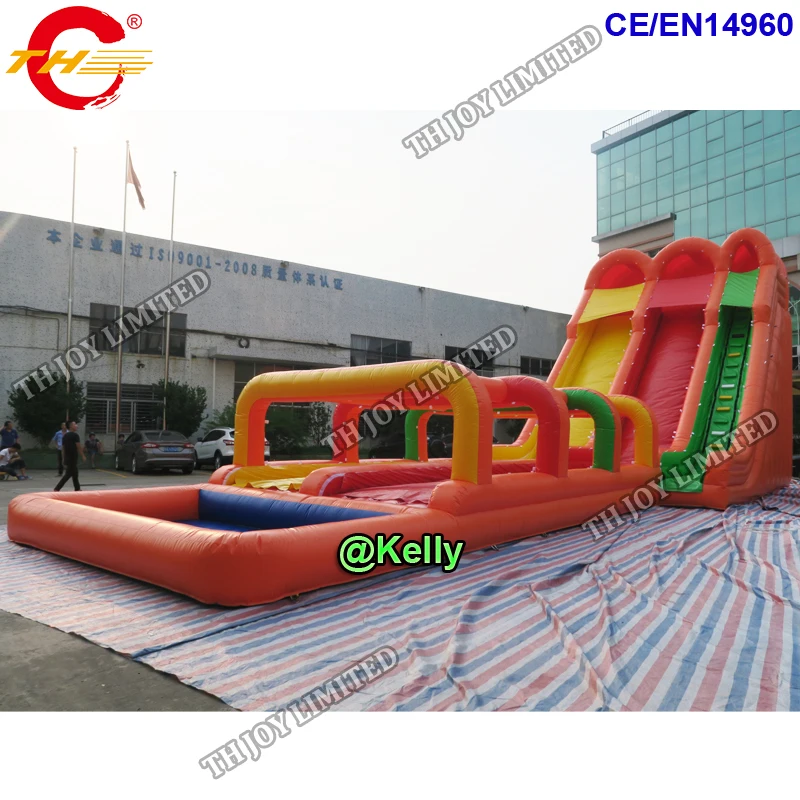 20m Commercial Giant Inflatable Slip And Slide For Adults, 3 Lanes