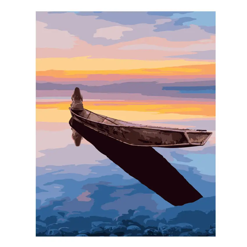 

RIHE DIY Painting By Numbers Boat Sea Landscape Oil Painting On Canvas Home Decor Acrylic Paint Wall Art For Living Room 40x50cm