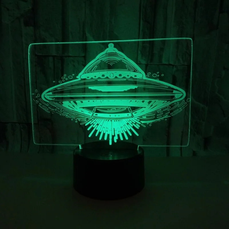 3D visual flying sauce UFO Multi colored Acrylic Light Creative gift