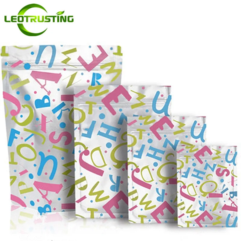 Leotrust 100 шт цветная печатная алюминиевая фольга Ziplock мешок кофейные бобы фруктовый порошок упаковочный пакет для печенья термогерметичный подарочный пакет