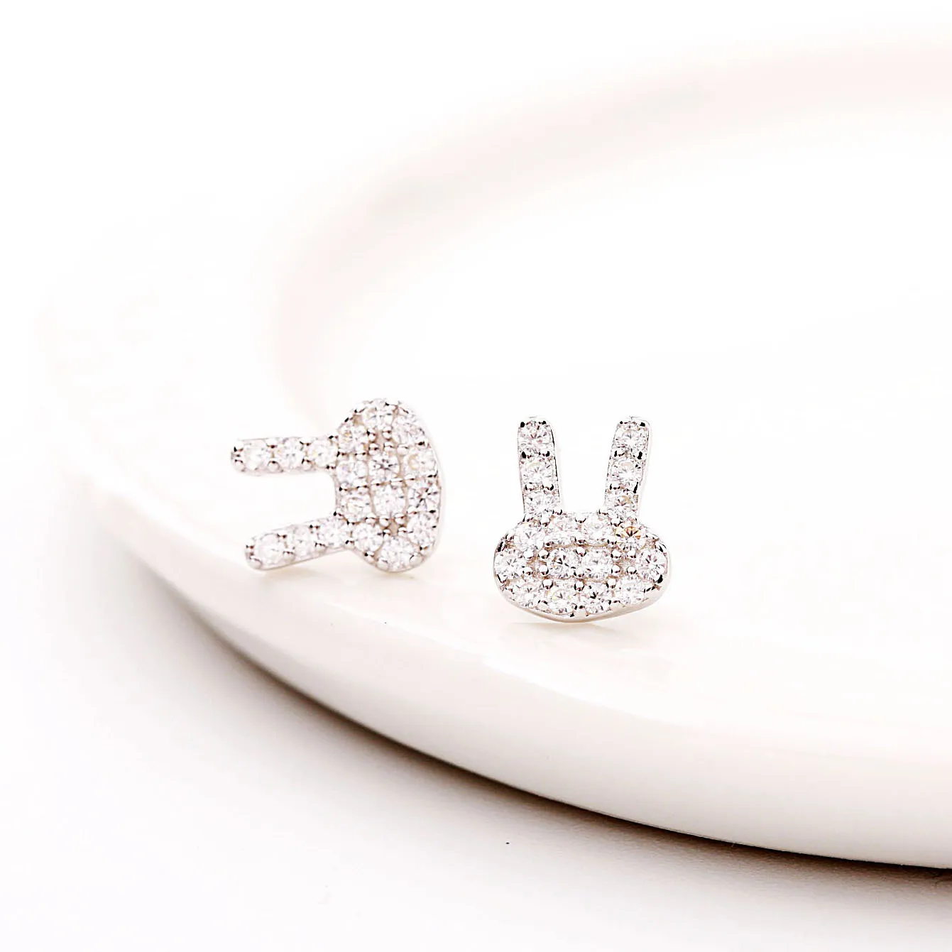 rabbit CZ 100% 925 Sterling silver Jewelry fashion Hypoallergenic Stud earrings for girl gift