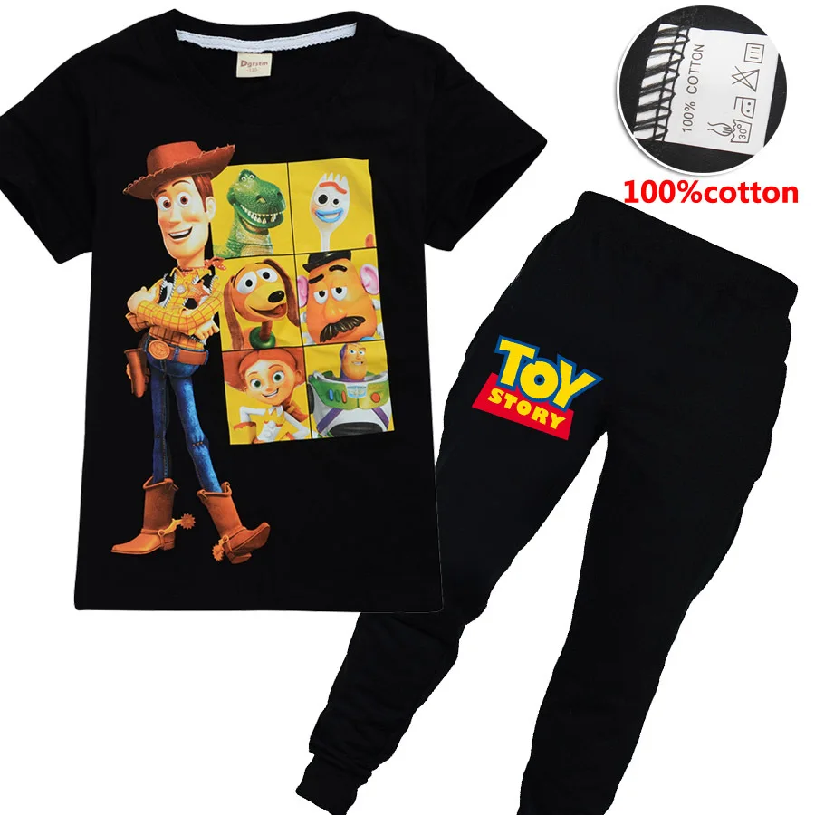 Toy Story 4 Cartoon Cosplay Kids Cotton Clothes Sets Baby Girls Boys Sports Hoodie T-Shirt Pants 2pcs/Sets Casual Tracksuit