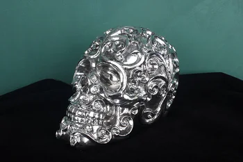 

18*12*14cm Rose texture skull model Sculpture Creative personality plating Home club bar tattoo locomotive decoration