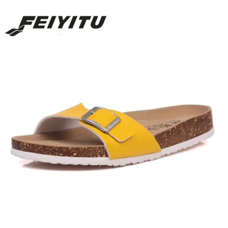 Online FeiYiTu zapatos de estilo veraniego para mujer Sandalias ortopédicas zapatillas de corcho deslizantes clásicos casuales Flip Flop tamaño 35 43 Zapatos blanco rosa