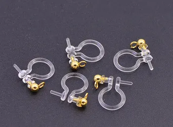 

Invisible Clip on Earrings Non-pierced Stainless Steel Ball Head with Loop Pin Clip DIY Findings Plastic Clear U Shape Earring