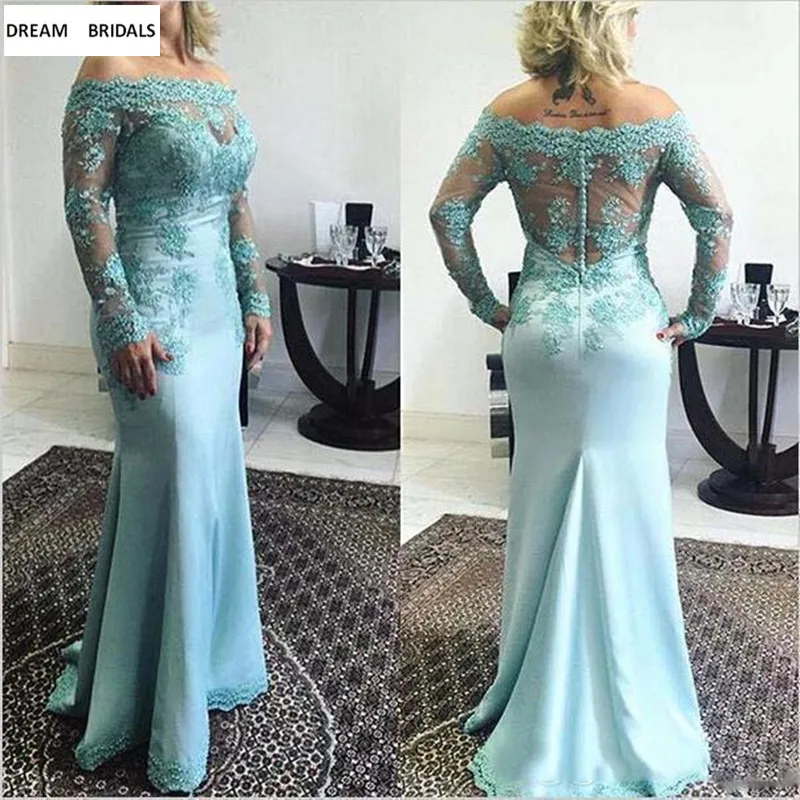 Mermaid Boot-Hals Lace Moeder van de Bruid Jurken 2019 Voor Wedding Party Lange Mouwen Vestido De Madrinha Mermaid Boot-Hals Lace Moeder van de Bruid Jurken 2019 Voor Wedding Party Lange Mouwen Vestido De Madrinha