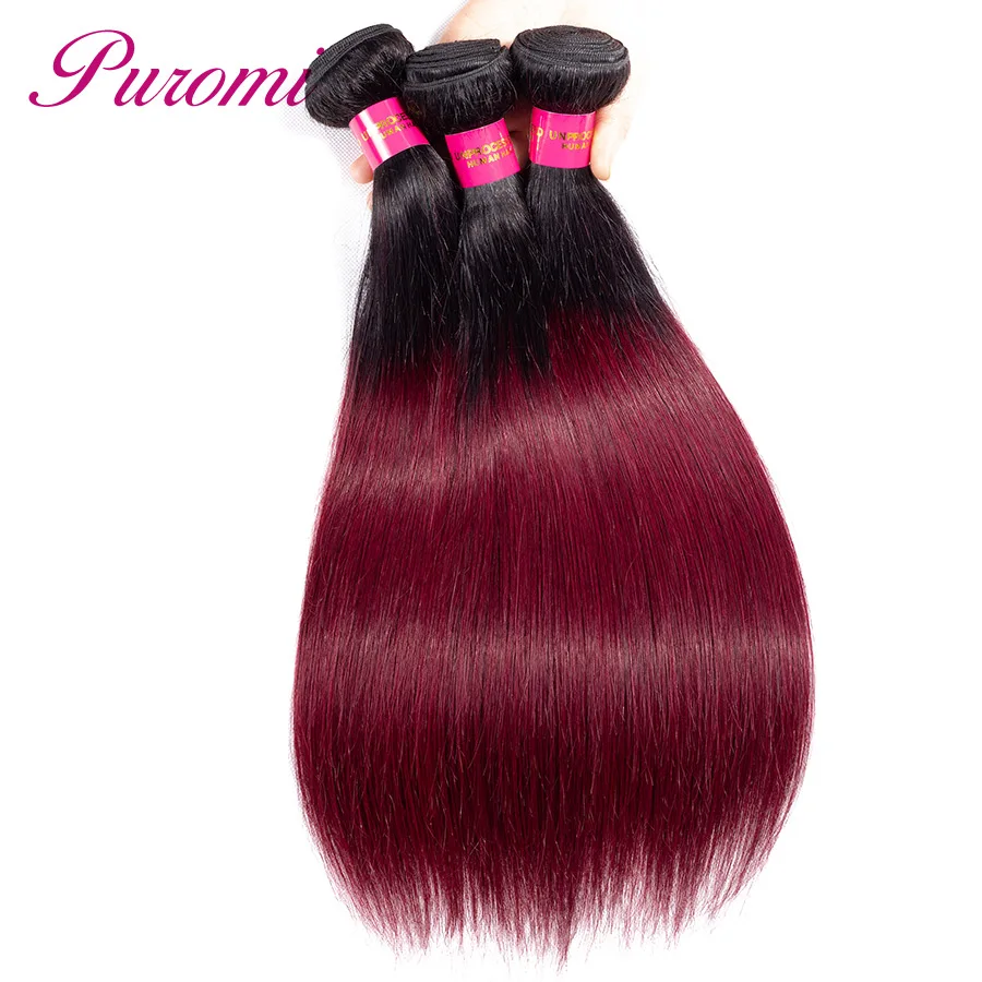 Omber Peruvian Hair Weave 3 Bundle Deals 1b/27 Two- tone Remy Human Hair Straight 3 Bundles Puromi Hair Product