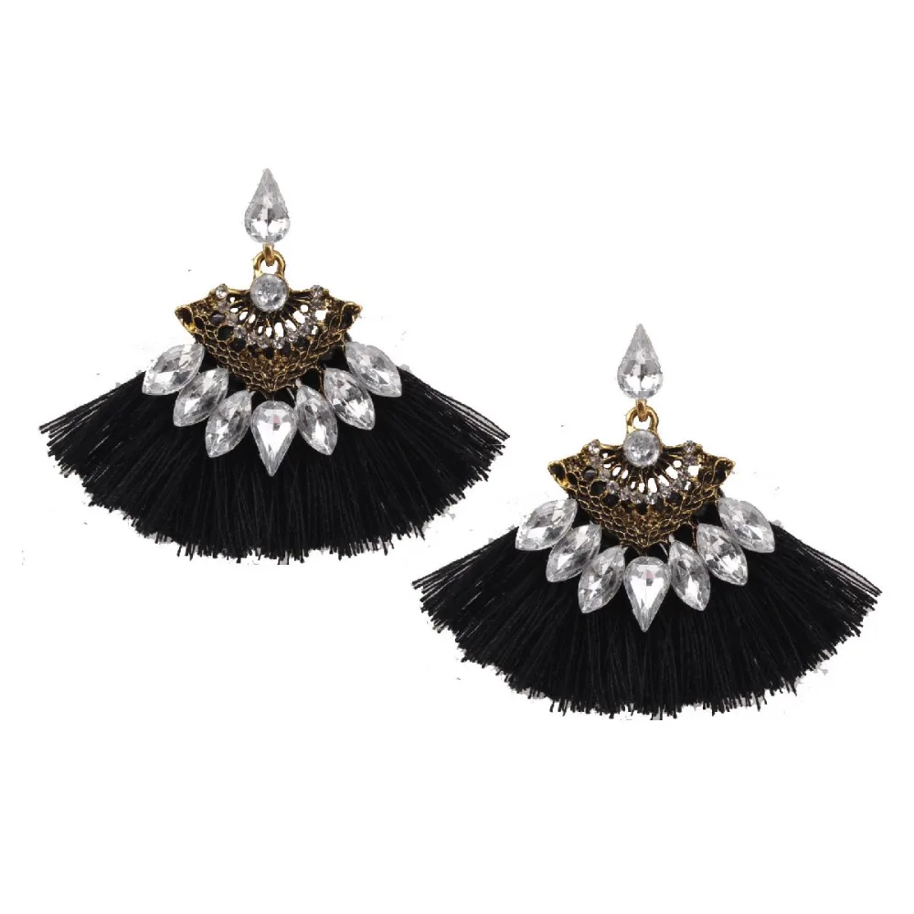 

2019 New Fashion Ethnic Hanging Drop Tassel Earrings For Women Bohemia Boho Vintage Drop Sector Earrings Female Jewelry
