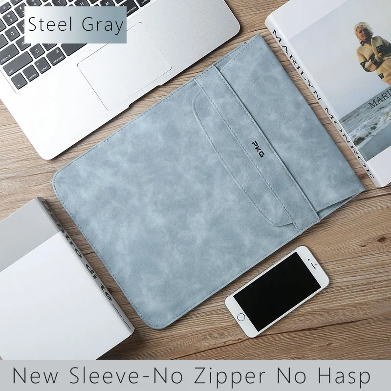 No Hasp Laptop Sleeve for Xiaomi mi notebook pro 15.6, Women Men Laptop Bag for Xiaomi Air 12.5 13.3 13 Notebook Case - Цвет: Steel Gray Sleeve