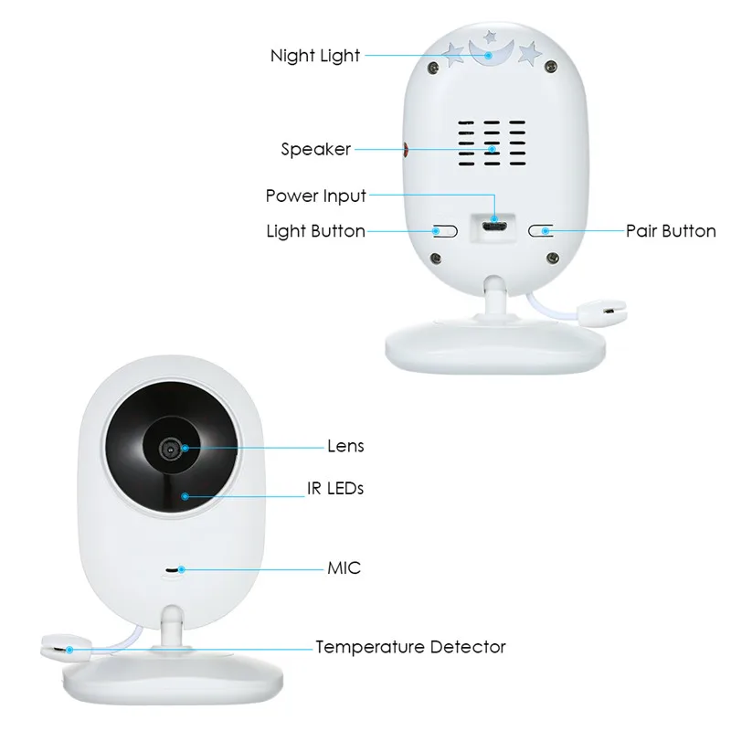 Monitor do Bebê de Vídeo sem Fio Mboss Polegada Vias Falar Alta Resolução Bebê Babá Câmera Segurança Vox Modo Monitoramento Temperatura 4.3 2 15 Monitores de bebê