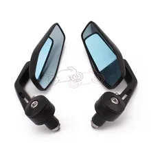 Universal For Honda 360 Angel Adjustable Blue Lens Anti-Glare Black Aluminium Alloy Handlebar End Rear View 7/8 Side Mirrors mz universal motorcycle aluminium diamond cnc rearview anti glare mirrors silver blue