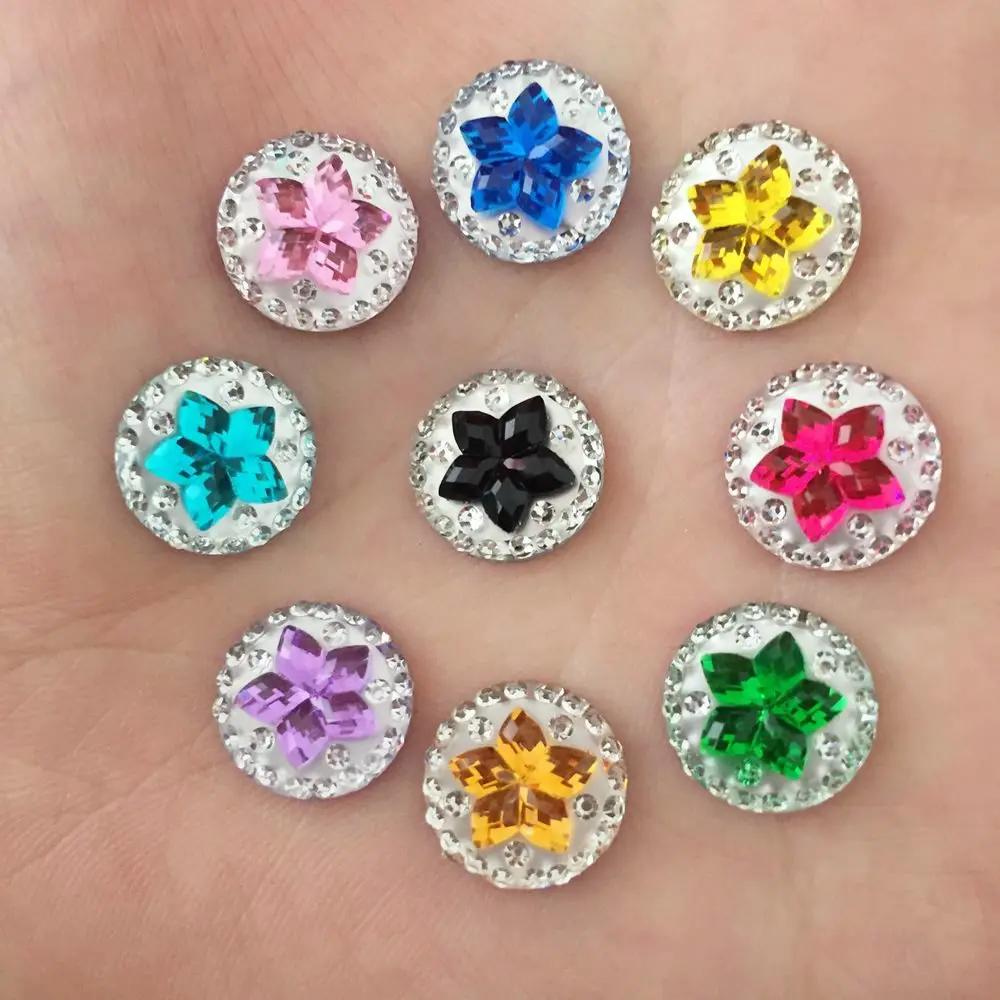 Resin Round 200pcs 12mm Flower Flatback Scrapbook /Wedding Decoration Diy Craft K22*5