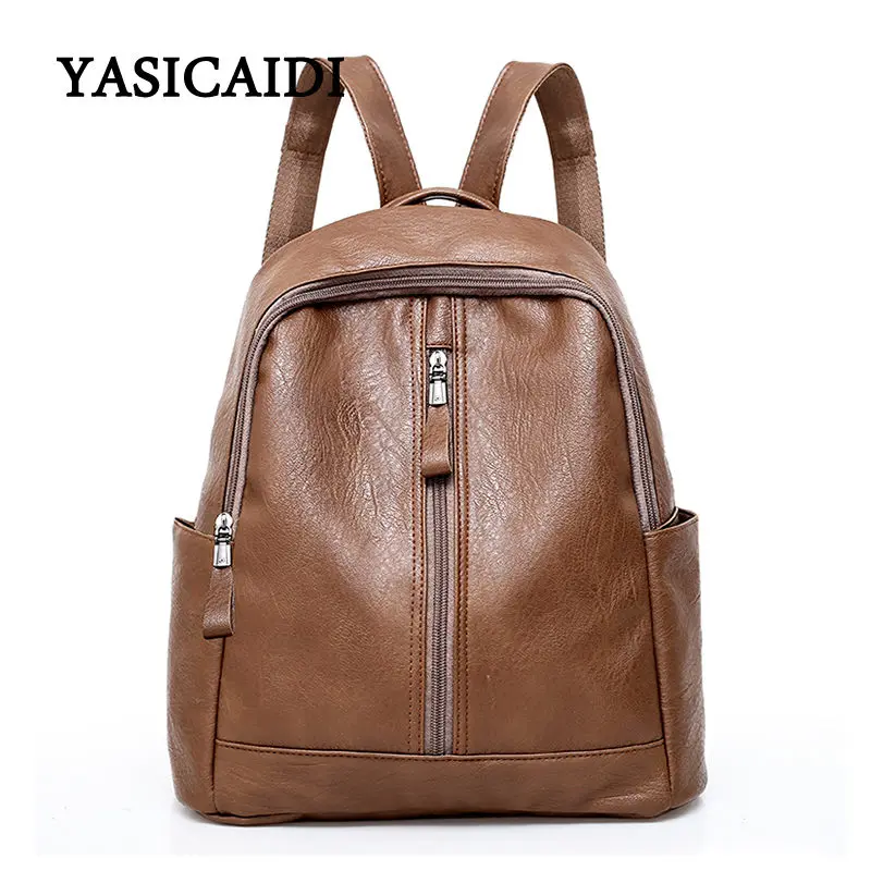 

Hot Sale Solid Backpack Women PU Leather Bag Vintage Women Bag Backpack Mochila Feminina School Bags For Teenagers Girls Daypack
