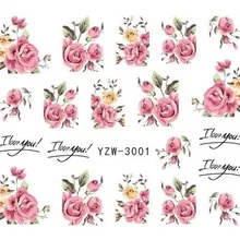 WUF 1 лист DIY дизайнерские Переводные советы для ногтей розовая роза наклейка с цветком наклейки для женщин Красота свадебные ногти